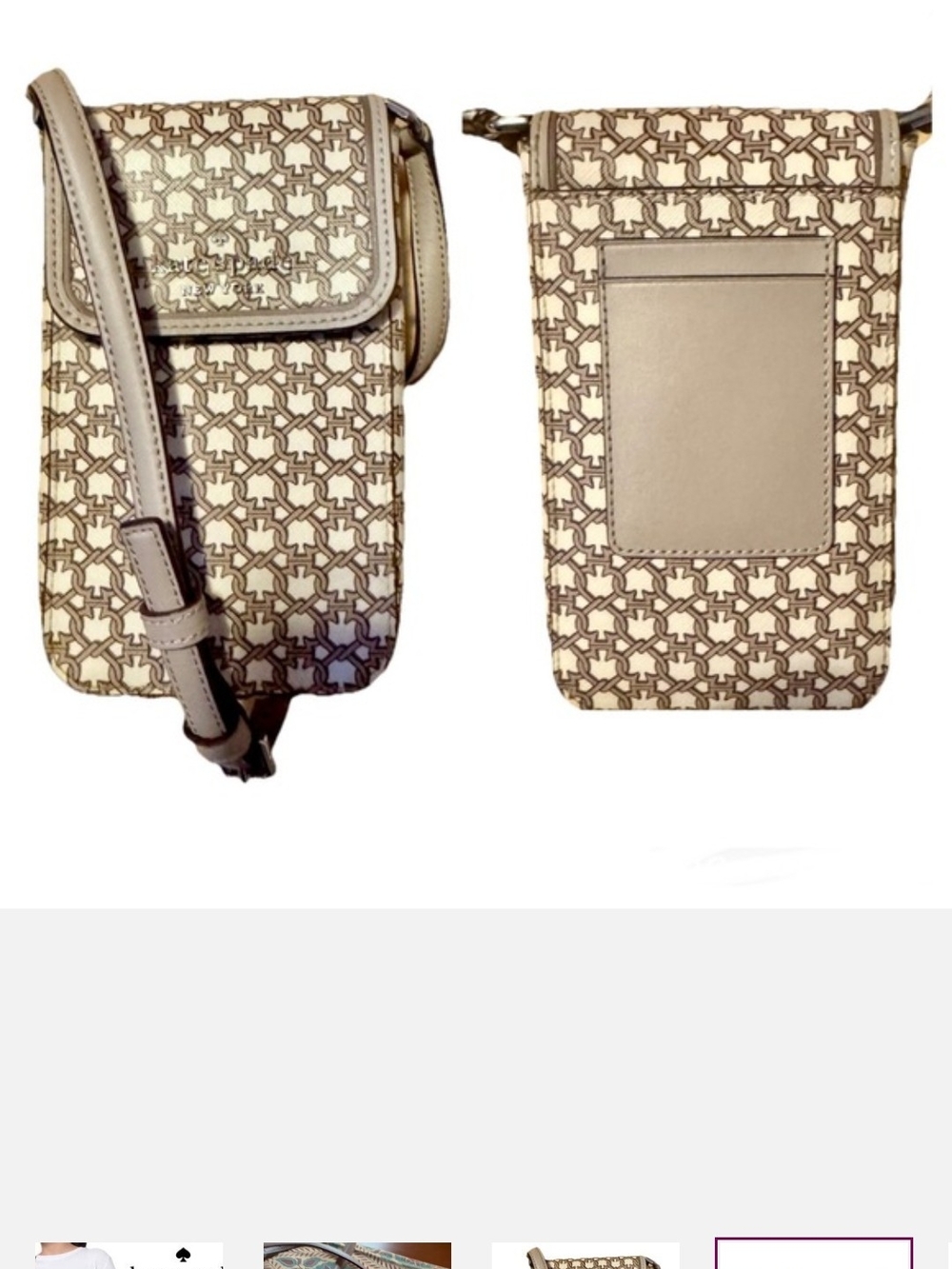 kate spade Ny North /South Spade Link Crossbody Phone Bag Cream /tan - Picture 3 of 10